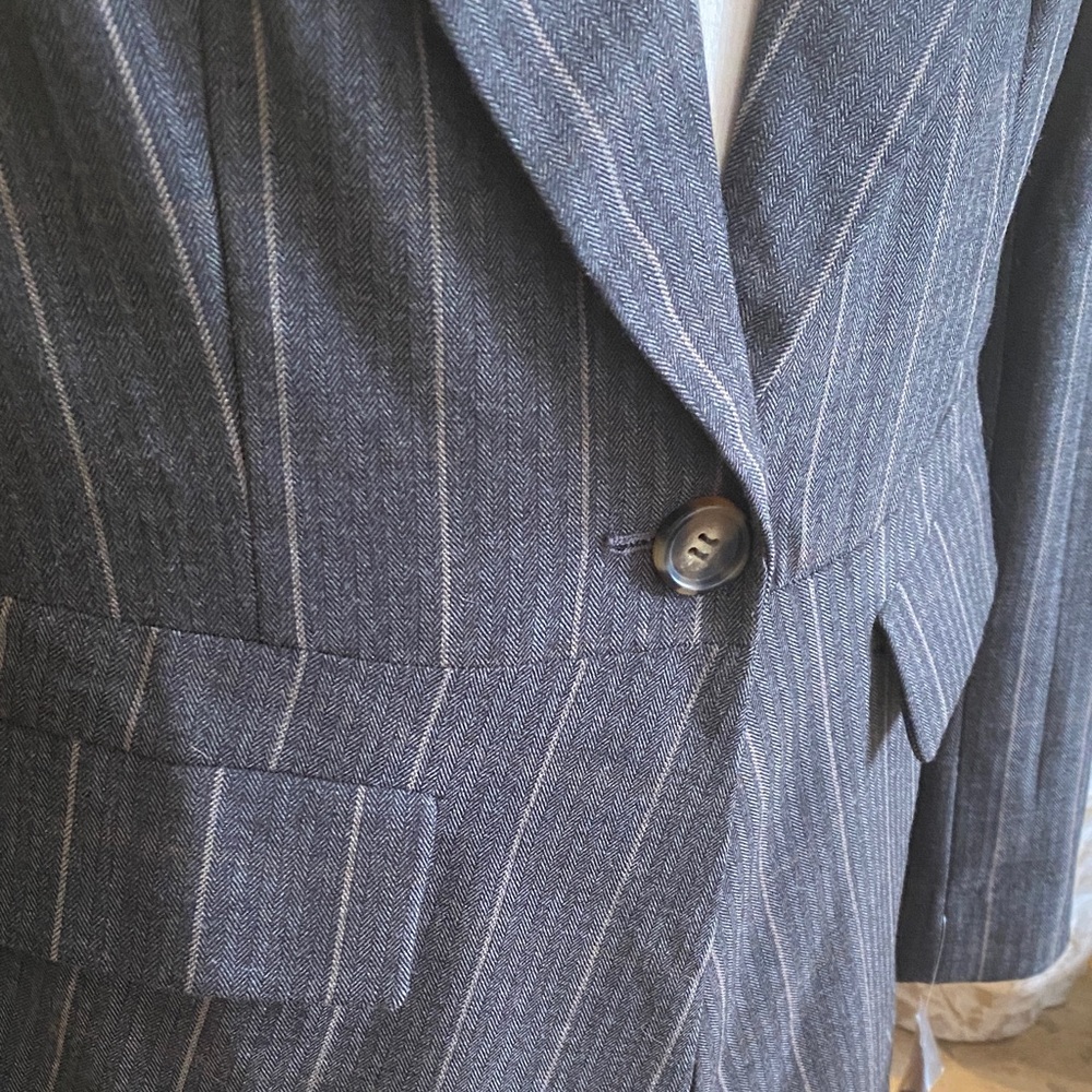 Free People Pinstripe Herringbone Blazer Jacket Charcoal Women’s Medium - Picture 6 of 13